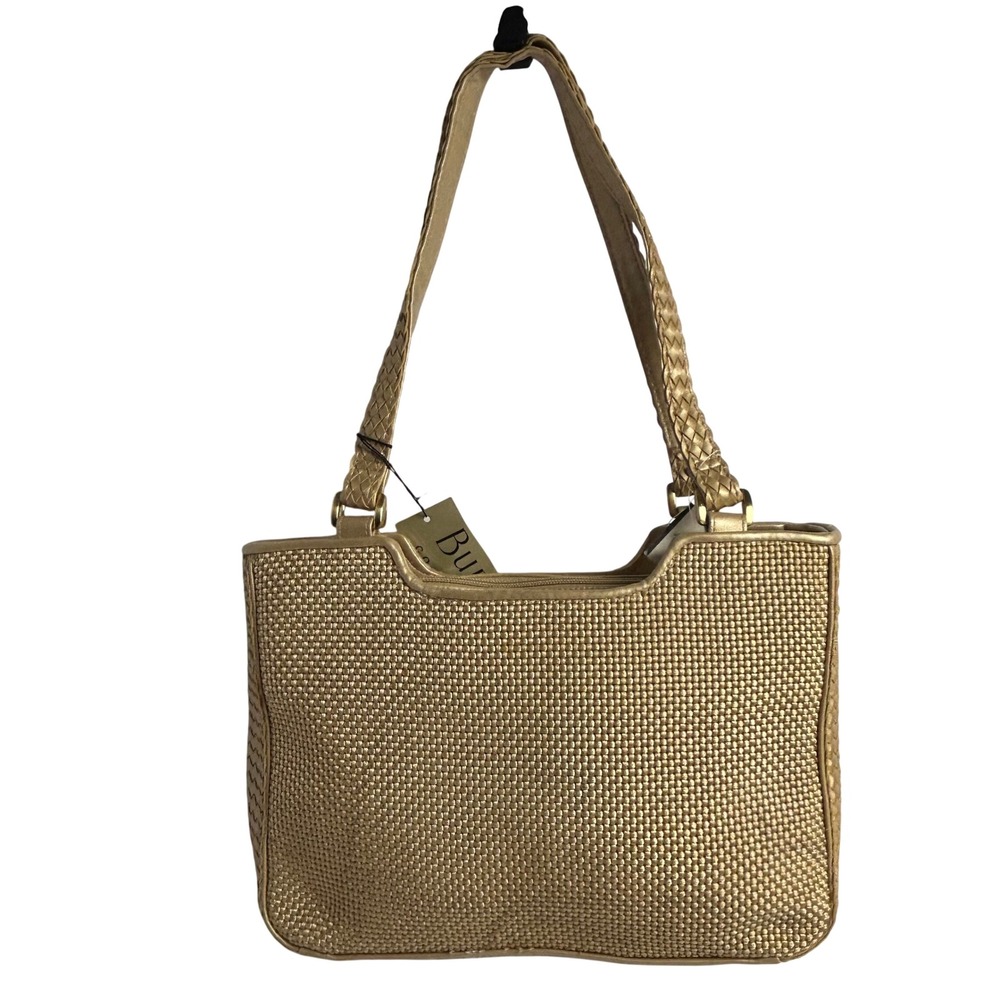 Bueno Gold Woven Shoulder Bag Braided Straps Metallic Y2k Hobo